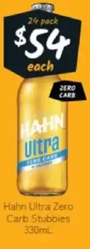 Cellarbrations Hahn Ultra Zero Carb Stubbies offer