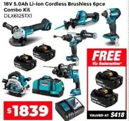 Sydney Tools 18v 5.0ah li-ion cordless brushless 6pce combo kit offer