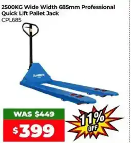 Sydney Tools 2500kg wide width 685mm professional quick lift pallet jack offer