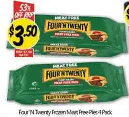 NQR Four 'n twenty frozen meat free pies 4 pack offer