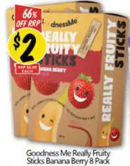 NQR Goodness me really fruity sticks banana berry 8 pack offer
