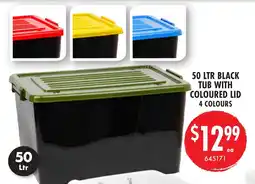 Red Dot 50 ltr black tub with coloured lid 4 colours offer