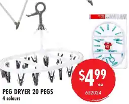 Red Dot PEG DRYER 20 PEGS 4 colours offer
