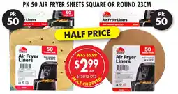 Red Dot Pk 50 air fryer sheets square or round 23cm offer