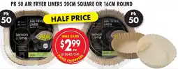 Red Dot Pk 50 air fryer liners 20cm square or 16cm round offer