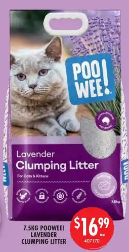 Red Dot 7.5kg poowee lavender clumping litter offer
