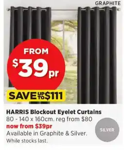 Spotlight HARRIS Blockout Eyelet Curtains reg from $80 offer