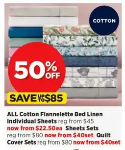 Spotlight ALL Cotton Flannelette Bed Linen Individual Sheets offer