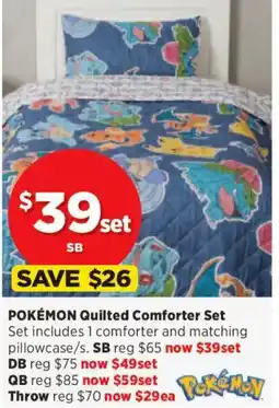 Spotlight POKÉMON Quilted Comforter Set offer