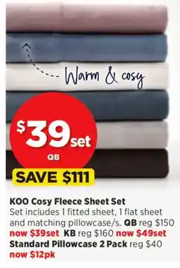 Spotlight KOO Cosy Fleece Sheet Set offer