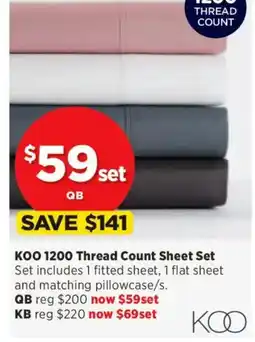 Spotlight KOO 1200 Thread Count Sheet Set offer