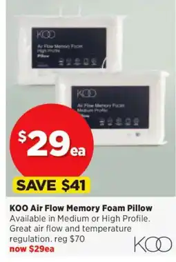 Spotlight KOO Air Flow Memory Foam Pillow offer