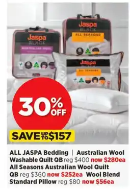 Spotlight ALL JASPA Bedding | Australian Wool Washable Quilt QB offer