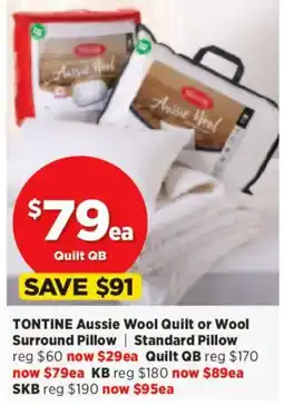 Spotlight TONTINE Aussie Wool Quilt or Wool Surround Pillow | Standard Pillow offer
