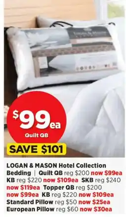 Spotlight LOGAN & MASON Hotel Collection Bedding Quilt QB offer