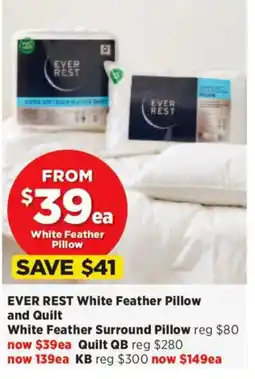 Spotlight EVER REST White Feather Pillow and Quilt offer
