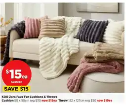 Spotlight KOO Zara Faux Fur Cushions & Throws offer