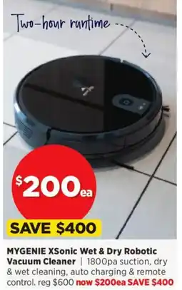 Spotlight MYGENIE XSonic Wet & Dry Robotic Vacuum Cleaner offer