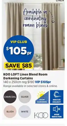 Spotlight KOO LOFT Linen Blend Room Darkening Curtains offer