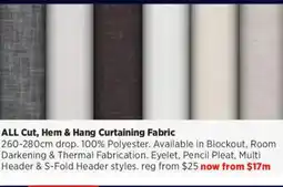 Spotlight ALL Cut, Hem & Hang Curtaining Fabric offer
