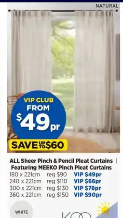 Spotlight ALL Sheer Pinch & Pencil Pleat Curtains | Featuring MEEKO Pinch Pleat Curtains offer