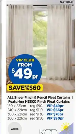 Spotlight ALL Sheer Pinch & Pencil Pleat Curtains | Featuring MEEKO Pinch Pleat Curtains offer