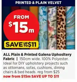 Spotlight ALL Plain & Printed Galena Uphosltery Fabric offer