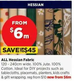 Spotlight ALL Hessian Fabric offer