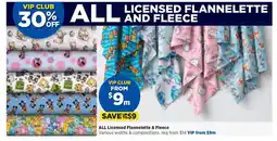 Spotlight ALL Licensed Flannelette & Fleece offer