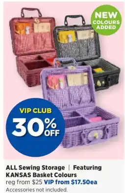 Spotlight ALL Sewing Storage | Featuring KANSAS Basket Colours offer
