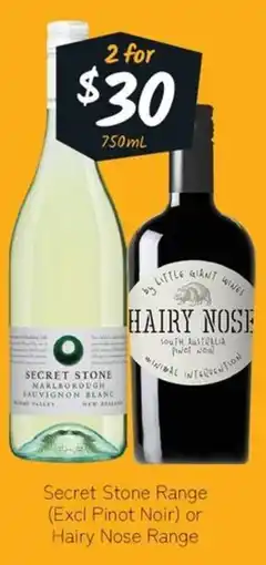 Cellarbrations Secret Stone Range (Excl Pinot Noir) or Hairy Nose Range offer