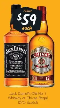 Cellarbrations Jack Daniel's Old No. 7 Whiskey or Chivas Regal 12YO Scotch offer