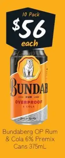 Cellarbrations Bundaberg OP Rum & Cola 6% Premix Cans offer