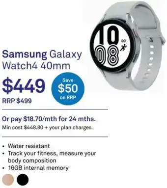 Telstra Samsung Galaxy Watch4 40mm offer