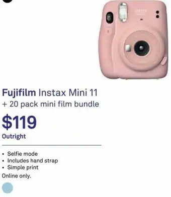 Fujifilm Instax Mini 11 +20 Pack Mini Film Bundle