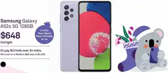 Telstra Samsung Galaxy A52s 5G 128Gb offer