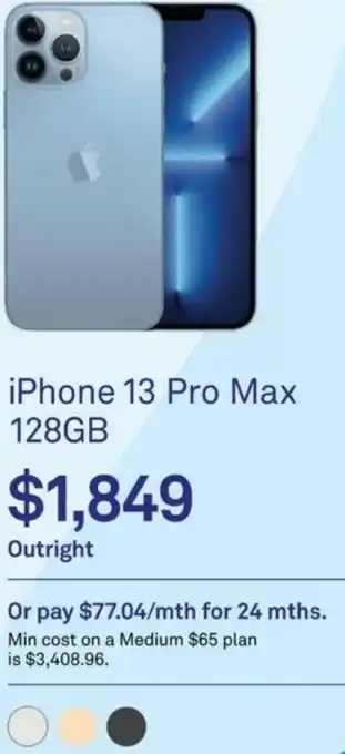 Telstra iPhone 13 Pro Max 128GB offer