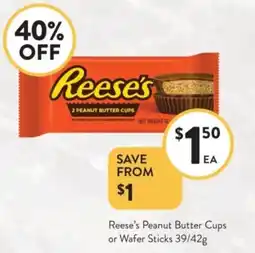 Foodworks Reese's Peanut Butter Cups or Wafer Sticks offer