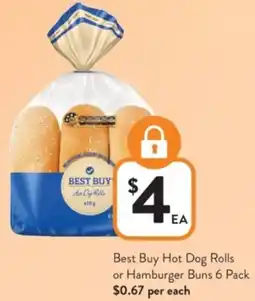 Foodworks Best Buy Hot Dog Rolls or Hamburger Buns offer
