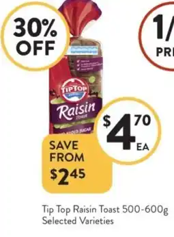 Foodworks Tip Top Raisin Toast offer