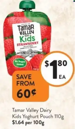 Foodworks Tamar Valley Dairy Kids Yoghurt Pouch offer