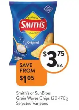 Foodworks Smith's or SunBites Grain Waves Chips offer