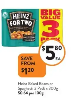 Foodworks Heinz Baked Beans or Spaghetti offer
