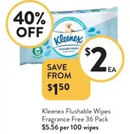 Foodworks Kleenex Flushable Wipes Fragrance Free offer