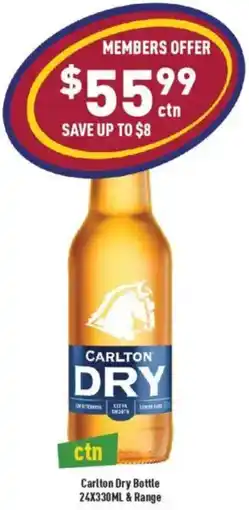 Liquor Legends Carlton Dry Bottle& Range offer