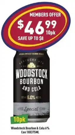 Liquor Legends Woodstock Bourbon & Cola 6% Can offer