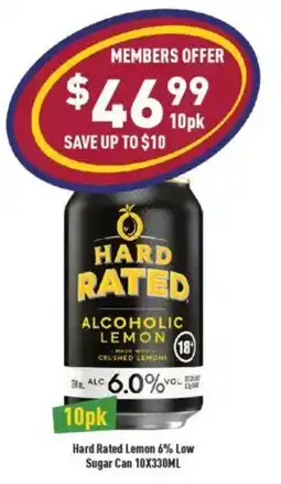 Liquor Legends Hard Rated Lemon 6% Low Sugar Can offer