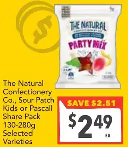 Supa Valu The Natural Confectionery Co., Sour Patch Kids or Pascall Share Pack offer