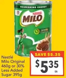 Supa Valu Nestlé Milo Original or 30% Less Added Sugar offer