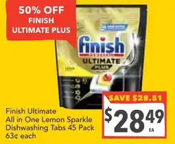 Supa Valu Finish Ultimate All in One Lemon Sparkle Dishwashing Tabs offer